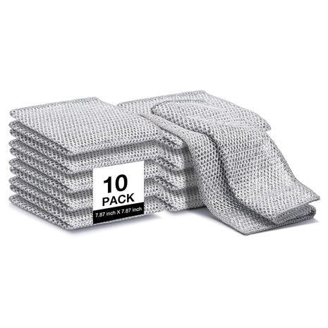10-Pack 8"L X 8"W Non Scratch Multipurpose Wire Dishcloth