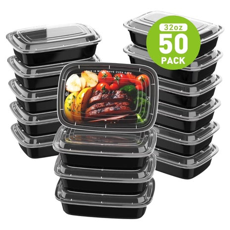 50-Pack Tinana Plastic Meal Prep Containers With Lids