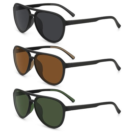 3-Pack Unisex Polarized Aviator Running Sunglasses