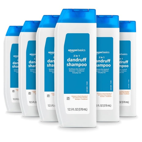 6-Pack 12.5oz Amazon Basics 2-in-1 Gentle pH Balanced Dandruff Shampoo and Conditioner