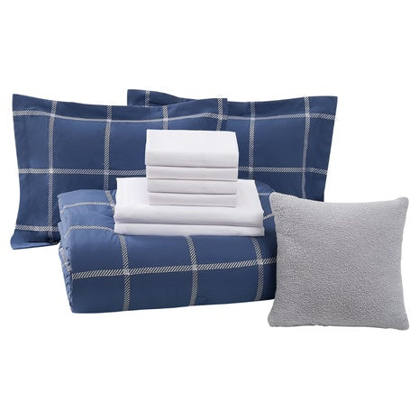 10-Piece Mainstays Full Bed In A Bag Comforter Set W/ Sheets