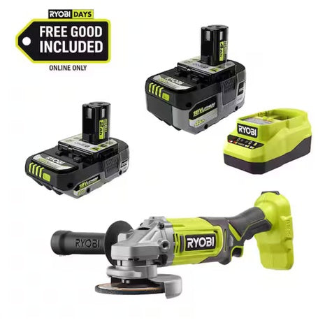 Ryobi ONE+ 18V High Performance Kit W/ 4.0Ah Battery, 2.0Ah Battery & Charger + FREE ONE+ Cordless 4-1/2" Angle Grinder