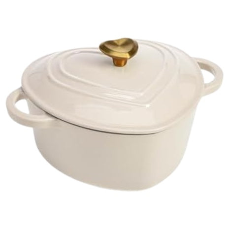 2-Qt Paris Hilton Enameled Cast Iron Dutch Oven Heart-Shaped Pot W/Lid