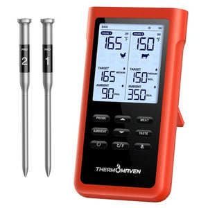 ThermoMaven 3000FT Wireless Meat Thermometer With 2 Probes (No App Needed)
