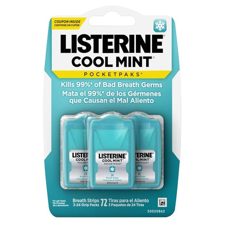 3 Listerine Cool Mint Breath Strips PocketPaks