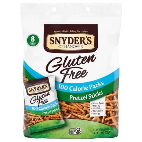 8 Bags Snyder’s Of Hanover Gluten Free Pretzel Sticks