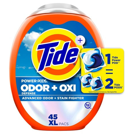 Tide Ultra Oxi Power Pods with Odor Eliminators Laundry Detergent Pacs, 45 Count