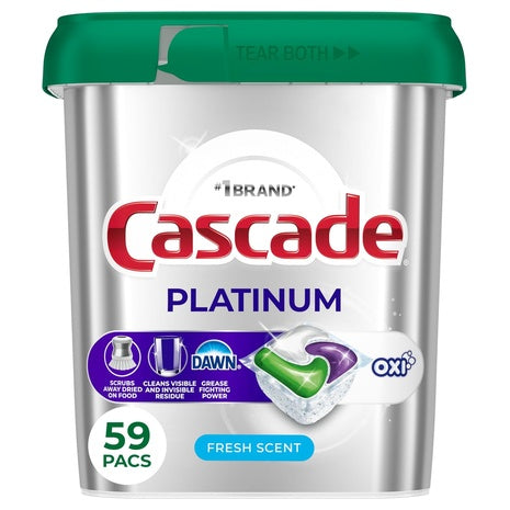 59 Cascade Platinum + Oxi Fresh Scent Dishwasher Pods