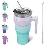 40 Oz Insulated Tumbler with Handle & Straw