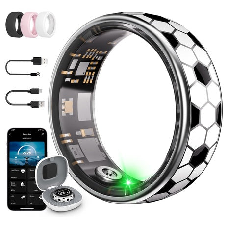 Unisex Soccer Pattern Fitness Smart Ring