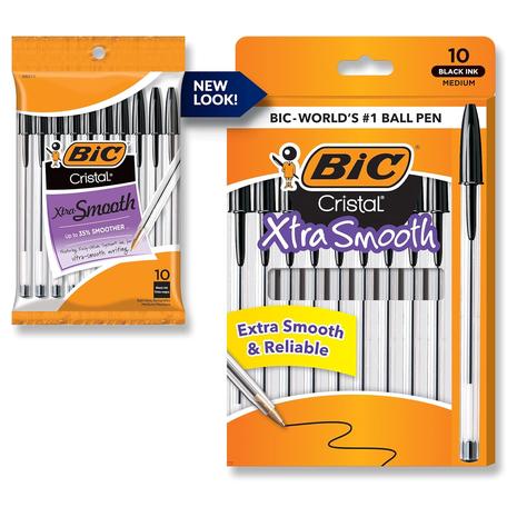 10-Count BIC Cristal Xtra Smooth  Medium Point  Ballpoint Pen (1.0mm)