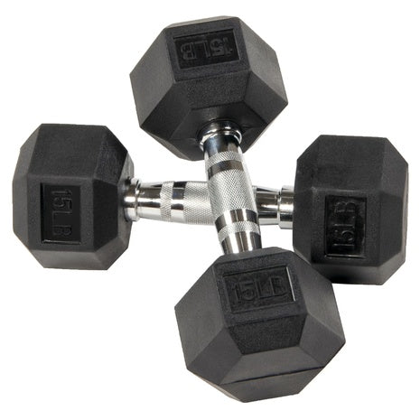 BalanceFrom Rubber Encased Hex Dumbbells, 15 lbs Pair