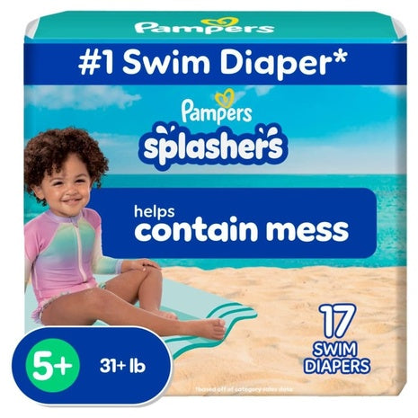 Pack of 17 Pampers Splashers Swim Size 5+ Diapers