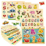 6 Wooden Peg Puzzles for Toddlers