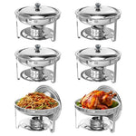 6-Pack 5 Qt Round Stainless Steel Chafing Dishes