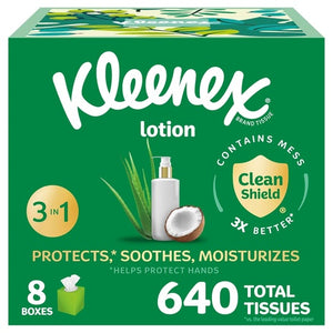 8 Cube Boxes of Kleenex Lotion Facial Tissues with Coconut Oil