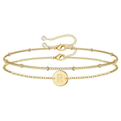 14K Gold-Plated Initial Beaded Bracelets