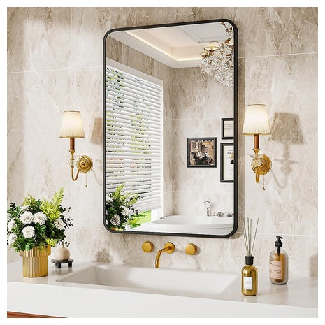 Black Framed Bathroom Wall Mirror