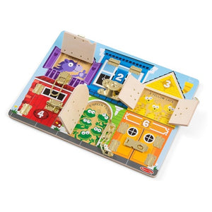 Melissa & Doug Latches Wooden Activity Montessori Busy Board