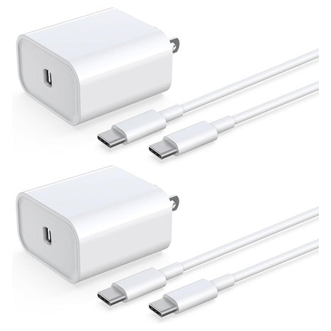 2-Pack 33W Fast Charger with USB-C Cables