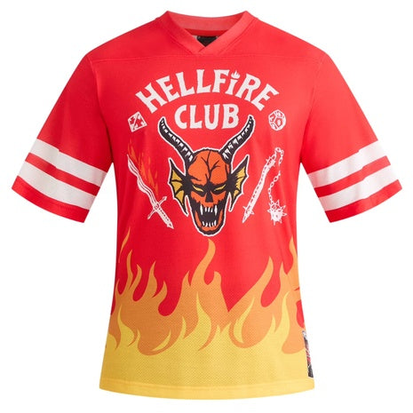 Netflix Stranger Things Men's Hellfire Club Football Jersey (Sizes S-3XL)
