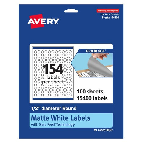 15,400 Avery 1/2″ Round Labels