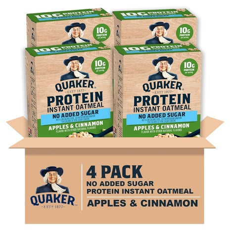 24 Quaker Protein Apple Cinnamon Instant Oatmeal Packets (OU-D)