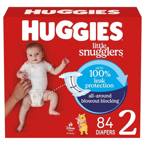 84 Size 2 Huggies Little Snugglers Baby Diapers
