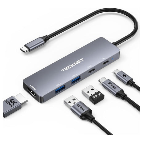 Tecknet 5-in-1 4K 60Hz USB C To HDMI Adapter