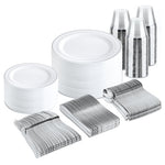 300 Piece Silver Disposable Dinnerware Set