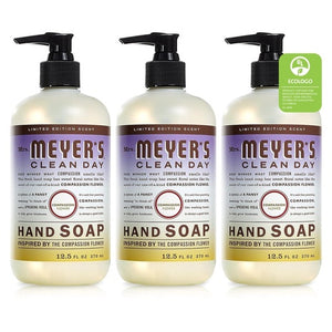 3 Pack 12.5oz Mrs. Meyer's Clean Day Liquid Hand Soap, Compassion Flower Scent