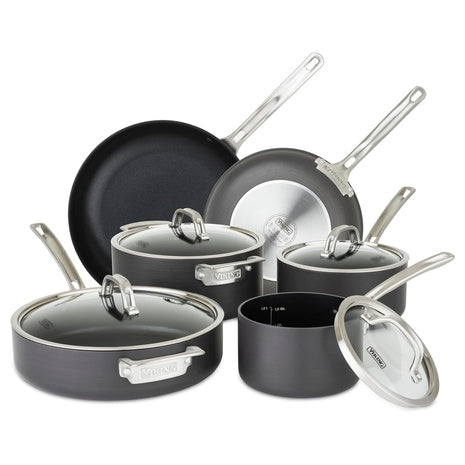 10-Piece Viking Hard Anodized Non-Stick Pots and Pans Set with Glass Lids