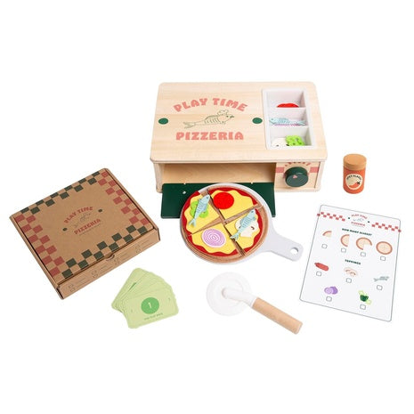 38-Piece Kids Wooden Pizzeria Montessori Play Food Set