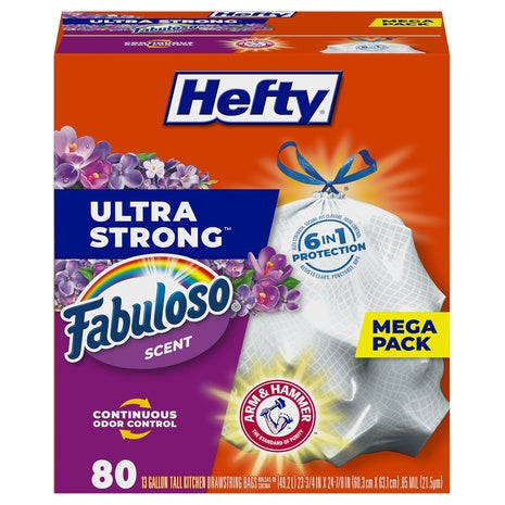 80 Hefty Ultra Strong 13 Gallon Trash Bags