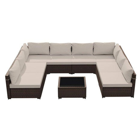 9-Piece Patio Watcher Wicker Patio Conversation Seating Set