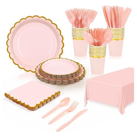 176-Piece Pink Paper Party Set