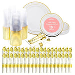 350-Piece Disposable Dinnerware Set with Pre-Rolled Napkins