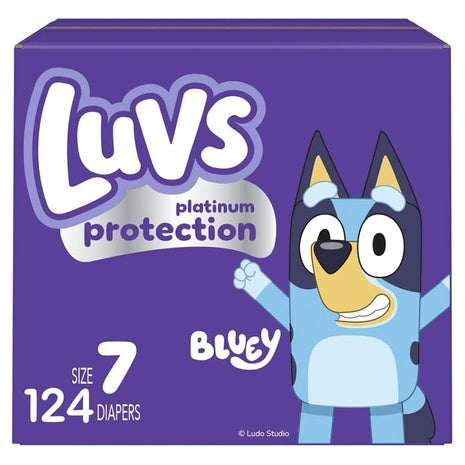 124 Size 7 Luvs Platinum Protection Bluey Diapers