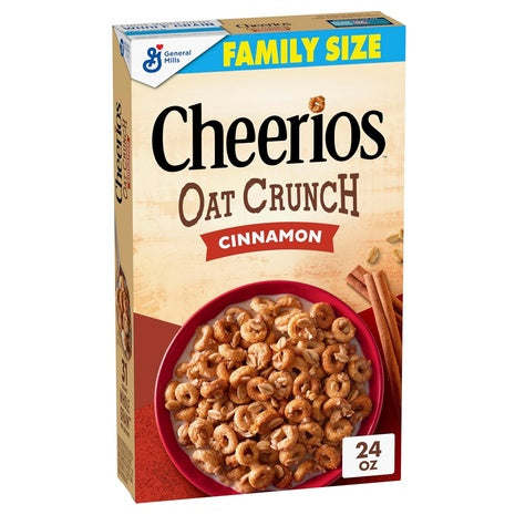 Family Size Box Cheerios Oat Crunch Cinnamon Cereal (24oz)