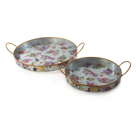 MacKenzie-Childs Flower Pattern Serving Trays, Set of 2
