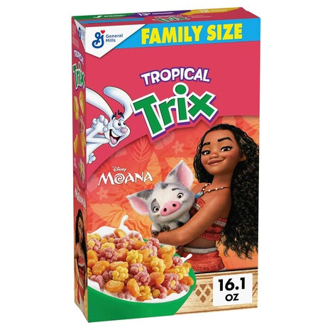2 Family Size Boxes Tropical Trix Disney Moana Cereal (16.1oz)