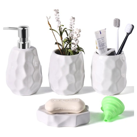 4-Piece Ceramic Bathroom Accessory Set (3 Colors)