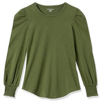 Amazon Essentials Woman's Crewneck Smocked Cuff T-Shirt