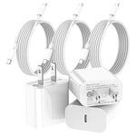 3-Pack 20W USB-C Chargers with Cables