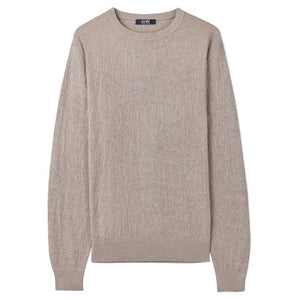 Gobi Cashmere Men's Lightweight Silk Cashmere Textured Sweater Taupe