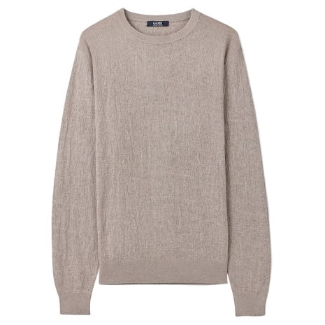 Gobi Cashmere Men's Lightweight Silk Cashmere Textured Sweater Taupe