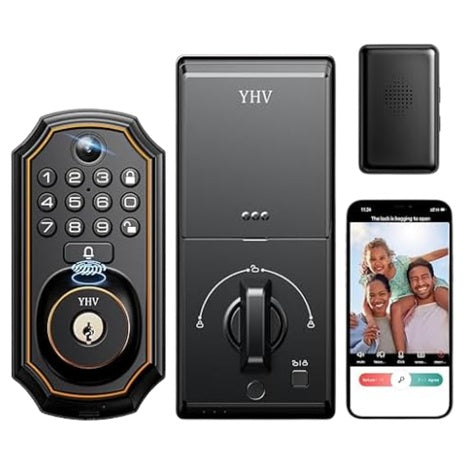 Keyless Smart Deadbolt Lock With Fingerprint, Keypad & Camera