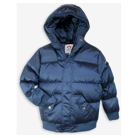 Navy Blue Slim Puffy Coat