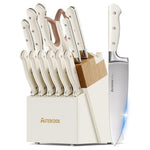 14-Piece Full Tang Stainless Steel Kitchen Knife Set With Block