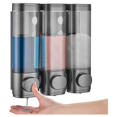 3-Chamber Shower Shampoo & Soap Dispenser (No-Drill)